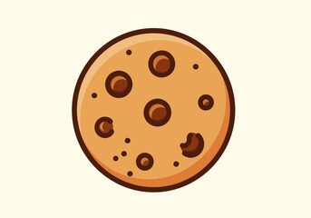 Delicious Round Chocolate Chip Cookie Snack on an Off-White Background
