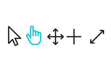 Different types of cursor icons used in digital interfaces for navigation and interaction