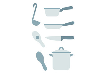 Collection of essential kitchen utensils and cookware for cooking and food preparation