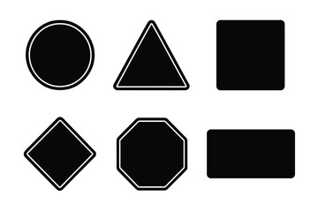 Collection of basic geometric shapes with outlines including circle triangle square and octagon