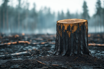 Obraz premium Prolonged deforestation releases vast carbon emissions, destroys wildlife habitats, and accelerates climate change’s long-term impacts.