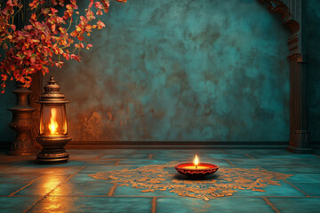 Celebrating Diwali, Vibrant Diwali background featuring glowing diyas,Deepavali or Dipavali the festival of lights india