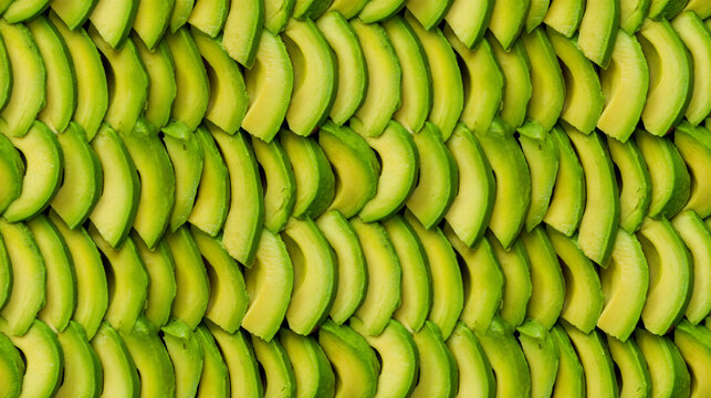Sliced avocado seamless background, green fruit pattern, fresh healthy food texture, full frame photo. - Powered by Adobe