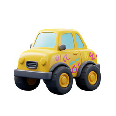 Playful 3D Toy Car Icon for Transport and Travel Isolated on Transparent Background png