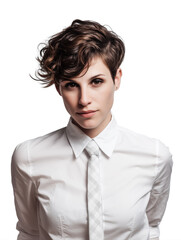 Confident Businesswoman in Stylish Suit with Modern Androgynous Look