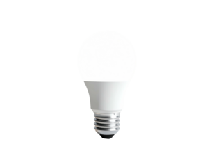 A bright white LED light bulb glowing against a dark background