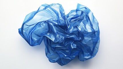 Fototapeta premium 26.A top-down perspective of a crumpled blue plastic bottle, slightly distorted with various folds and creases, creating a realistic texture with fine details in the plastic's transparency.