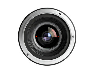 A detailed close-up view of a camera lens, showcasing its intricate inner workings