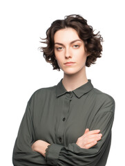 Confident Businesswoman in Stylish Suit with Modern Androgynous Look