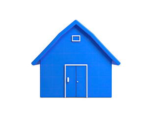 A clean, vibrant blue house icon with a simple design against a black background