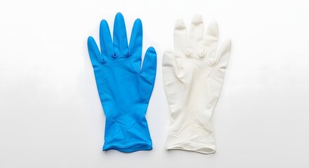 Medical gloves for hygiene and safety in blue and white