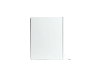 White, curved rectangle with a small bent segment against a black backdrop