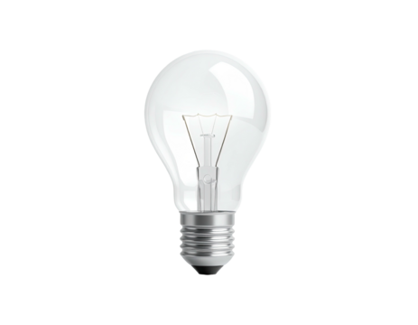 Realistic lightbulb on a black background, showcasing internal filament detail