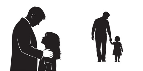 Father and Daughter Silhouettes Depicting Parental Care and Togetherness