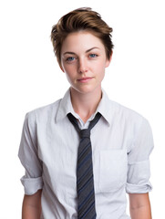 Confident Businesswoman in Stylish Suit with Modern Androgynous Look