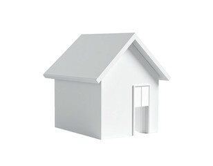 A minimalist, white house illustration with a gabled roof and a single door