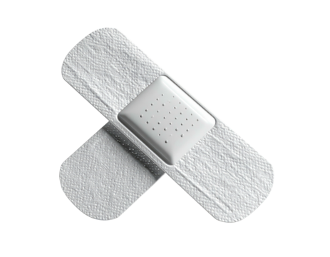 Overlapping adhesive bandage with textured white fabric and porous pad