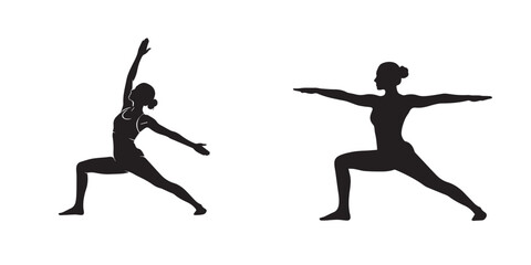 Dynamic Female Yoga Poses Silhouettes