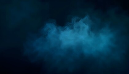 Fototapeta premium Abstract Blue Swirling Smoke Cloud Wisps Against A Dark Background