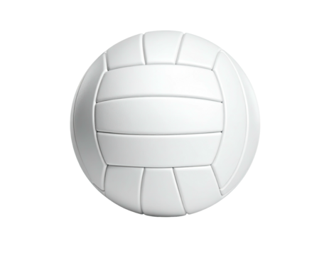 A pristine, white, textured volleyball isolated on a pitch-black background