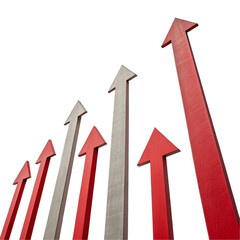 Rising arrows set isolated on transparent background  
