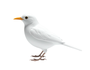 A sleek, stylized white bird profile, detailed with realistic shading, on black