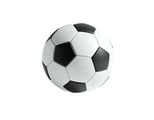 A 3D rendering of a classic black and white pentagon and hexagon patterned sphere