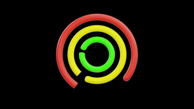 Colorful 3D Rings Spinning Loader Animation Loop