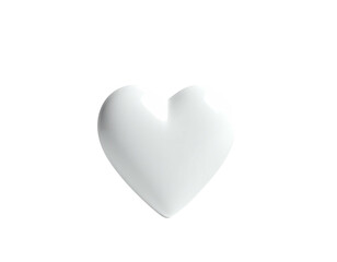 Fototapeta premium A glossy, white, 3D heart shape floats against a solid black background