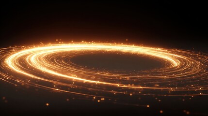 Glowing golden vortex of light spirals into a black void, creating a mesmerizing, ethereal effect