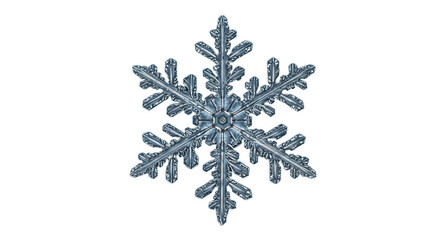 Clear intricate snowflake shows icy texture on black, ideal for winter themes, product showcases, or science presentations.