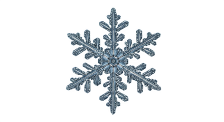 Clear intricate snowflake shows icy texture on black, ideal for winter themes, product showcases, or science presentations.