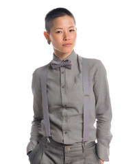 Confident Businesswoman in Stylish Suit with Modern Androgynous Look