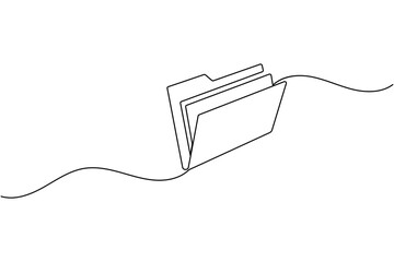 Obraz premium Folder icon continuous one line art drawing of business record file vector illustration