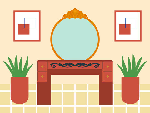 Dressing Table Concept IllustrationVector Style