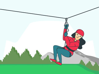 Zip Lining Concept IllustrationVector Style