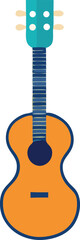 Naklejka premium Acoustic guitar with a vibrant teal neck and warm wood body showcasing a classic musical instrument design perfect for any creative project