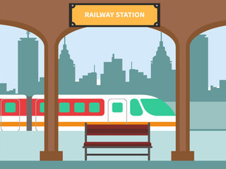 Train Station Concept IllustrationVector Style