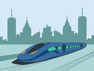 High Speed Train Concept IllustrationVector Style