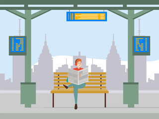 Railway Station Concept IllustrationVector Style