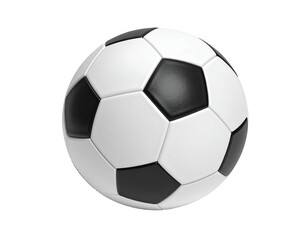 Standard soccer ball in black and white polygons, isolated on a solid black background