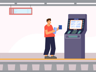 Ticket Machine Concept IllustrationVector Style