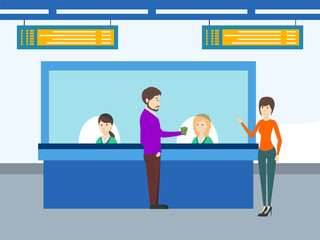 Ticket Office Concept IllustrationVector Style