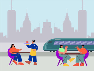 Food Service Concept IllustrationVector Style