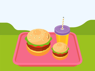 Food Tray Concept IllustrationVector Style