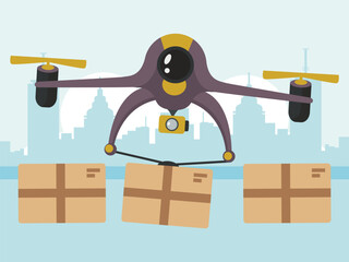 Drone Delivery Concept IllustrationVector Style