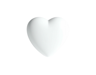 A simple white heart shape with a soft shadow against a pure black backdrop