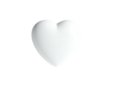 A simple white heart shape with a soft shadow against a pure black backdrop