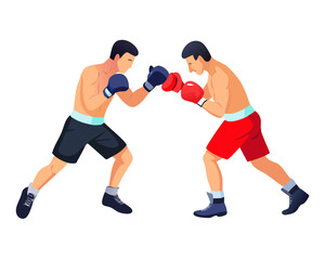 2 male boxer in action