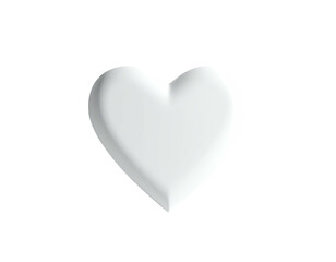 A white, 3D heart floats on a black background, with soft shadows